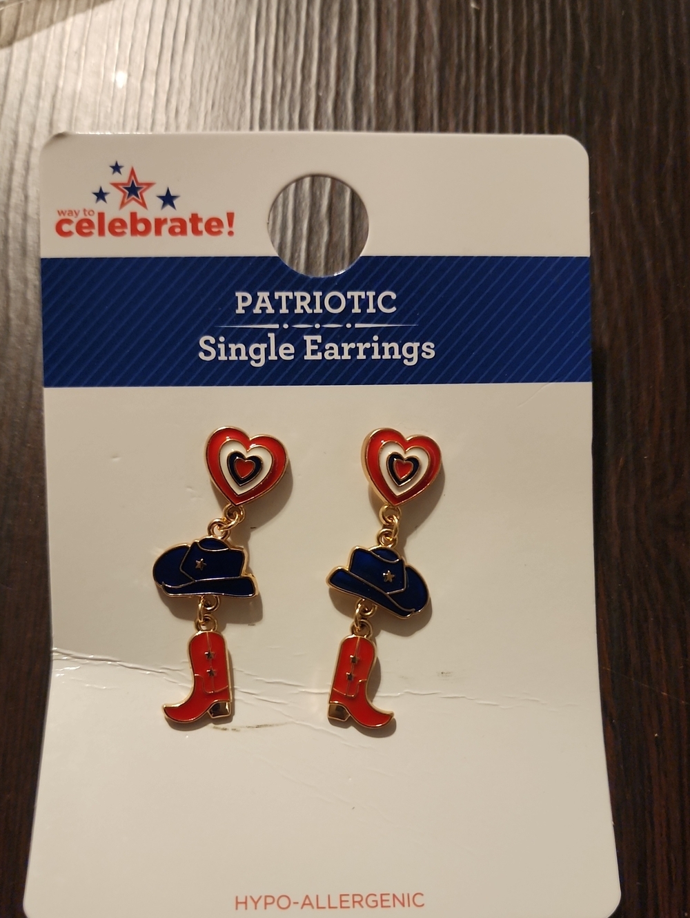 Kids Patriotic Red & Blue Cowboy Hat and Boot Earrings